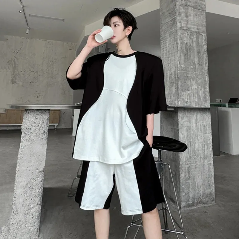 Men's Japanese Streetwear Monochrome 2-Piece Set