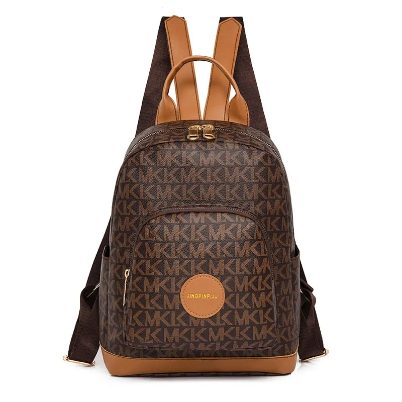 New Famous Women&#39;s Retro Print Design Backpack Large Capacity Anti Theft Anti Splash Backpack Premium High Quality PU School Bag