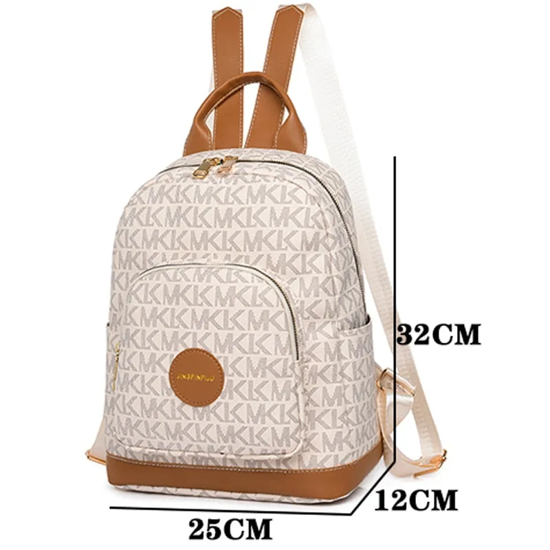 New Famous Women&#39;s Retro Print Design Backpack Large Capacity Anti Theft Anti Splash Backpack Premium High Quality PU School Bag