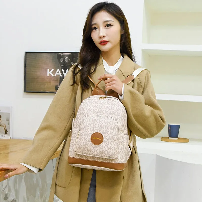 New Famous Women&#39;s Retro Print Design Backpack Large Capacity Anti Theft Anti Splash Backpack Premium High Quality PU School Bag