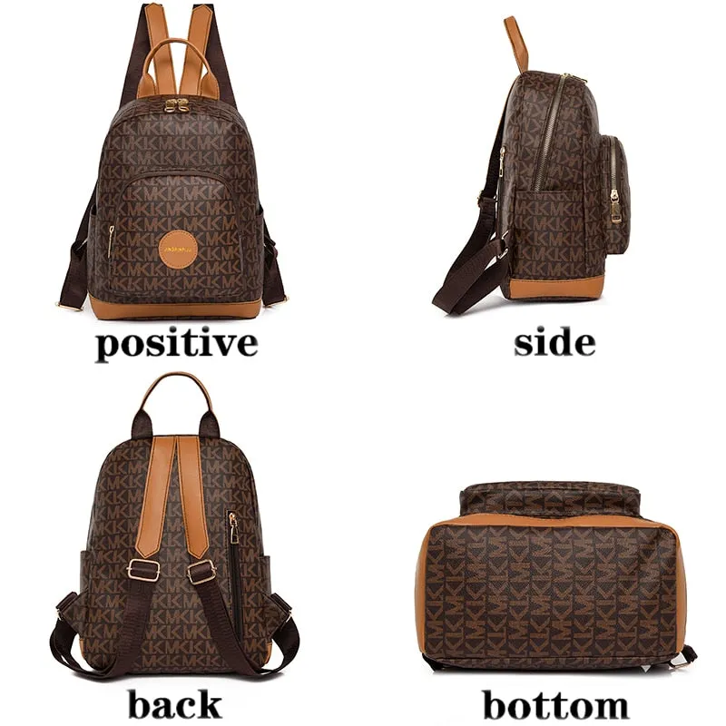 New Famous Women&#39;s Retro Print Design Backpack Large Capacity Anti Theft Anti Splash Backpack Premium High Quality PU School Bag
