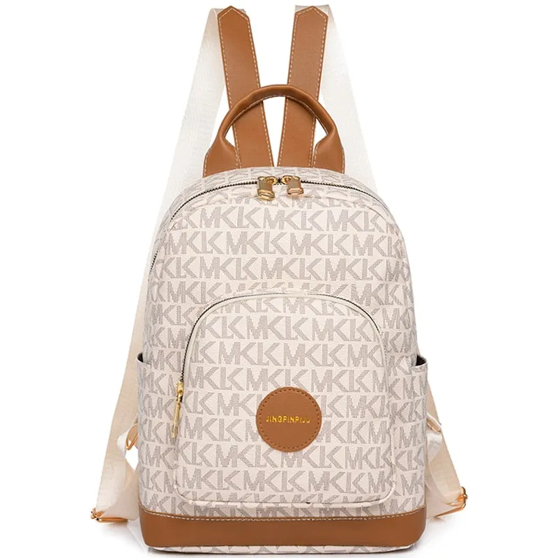 New Famous Women&#39;s Retro Print Design Backpack Large Capacity Anti Theft Anti Splash Backpack Premium High Quality PU School Bag