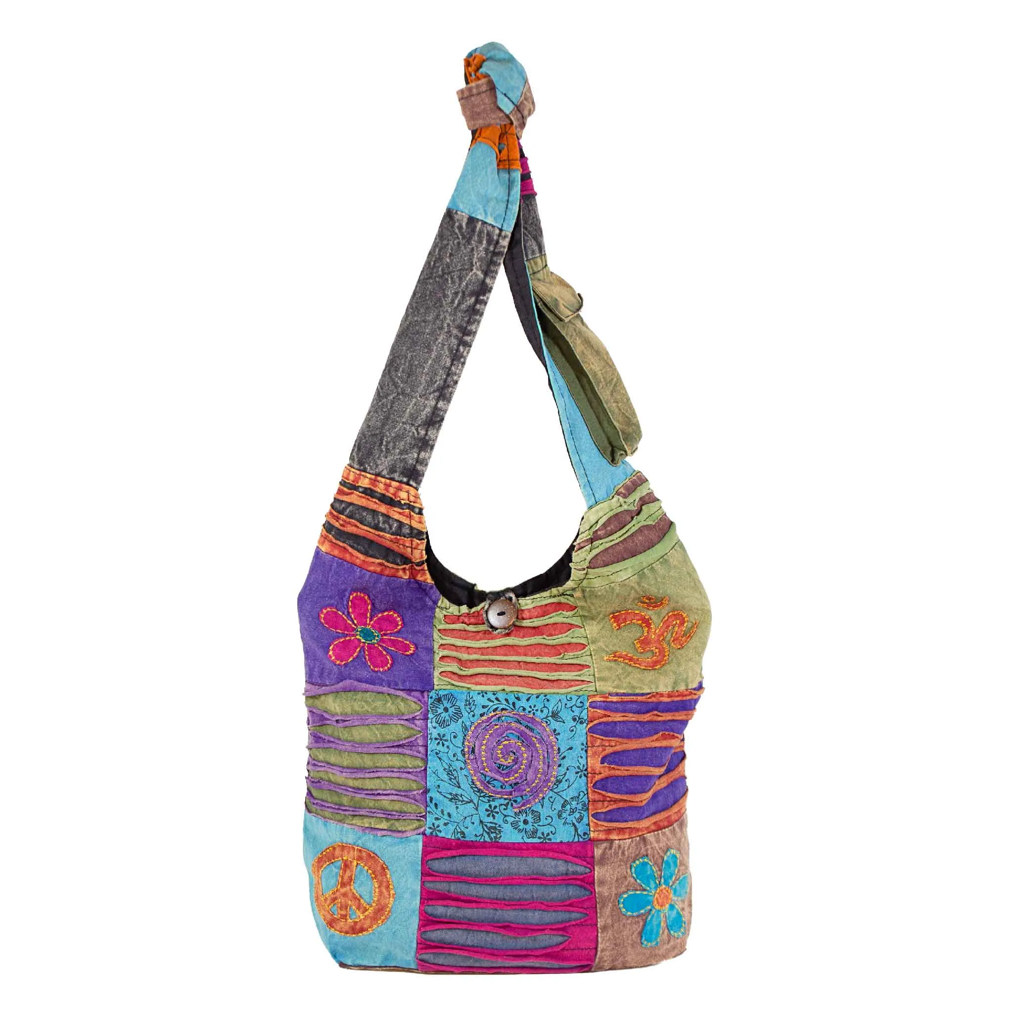 Om Peace and Flower Shoulder Bag
