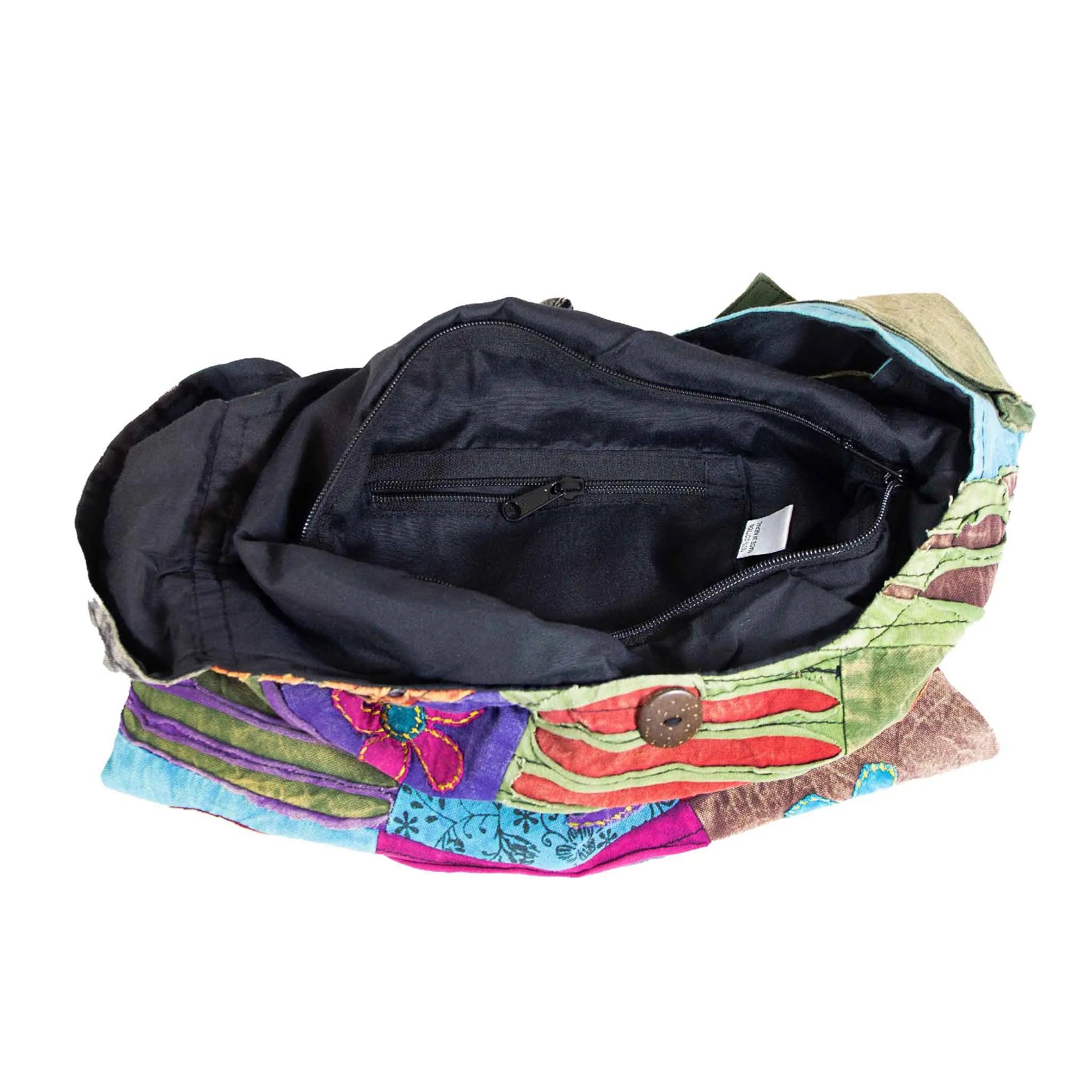 Om Peace and Flower Shoulder Bag