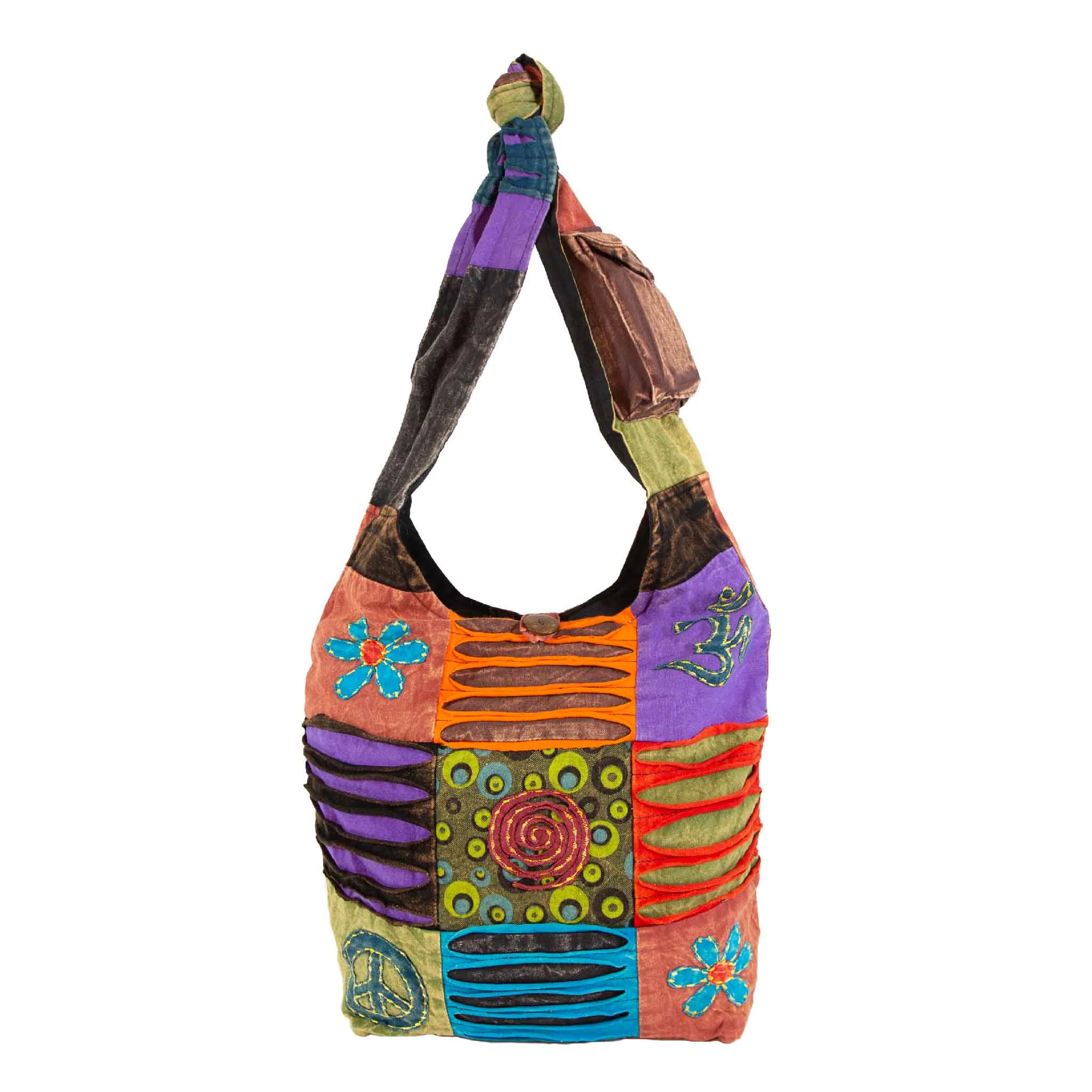 Om Peace and Flower Shoulder Bag