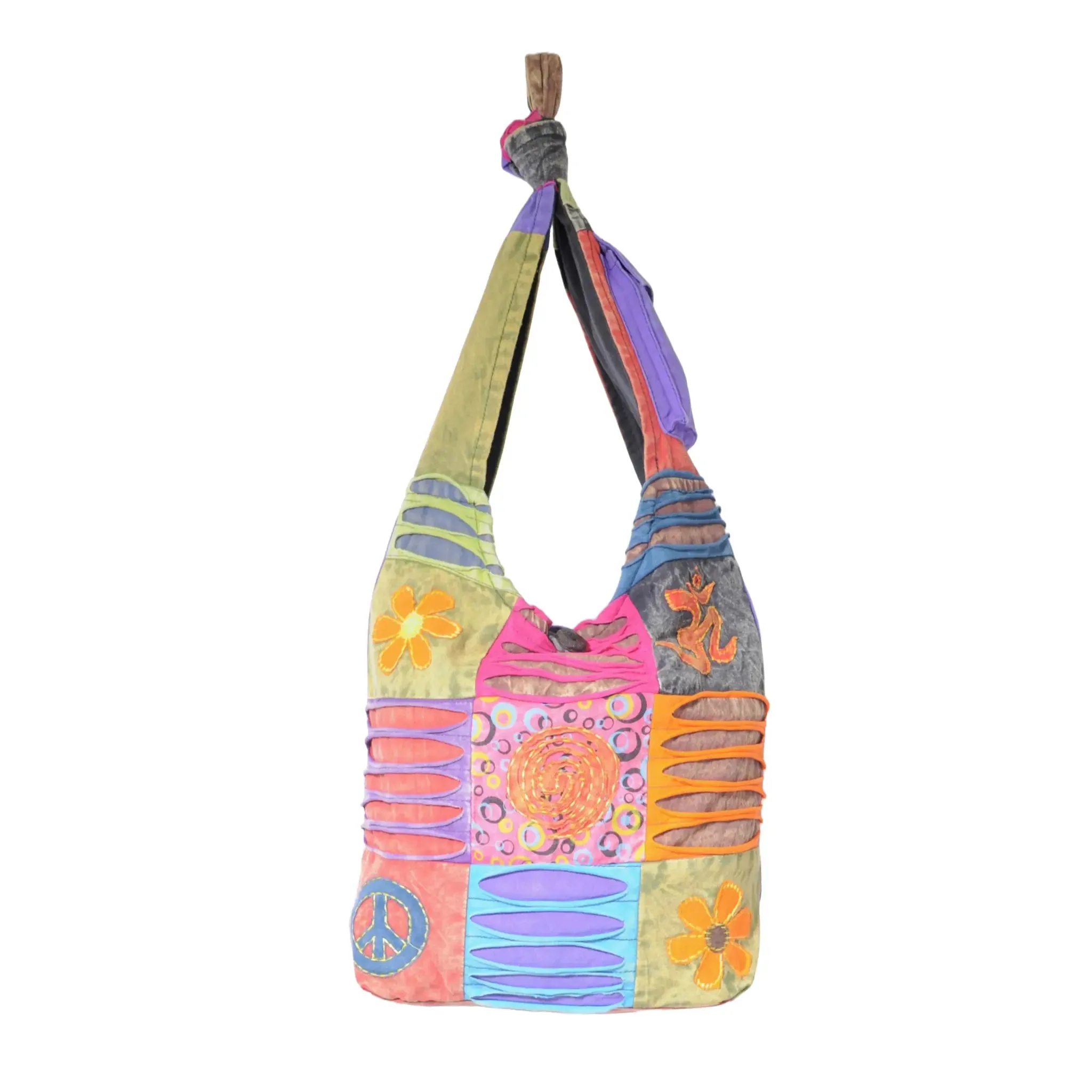 Om Peace and Flower Shoulder Bag