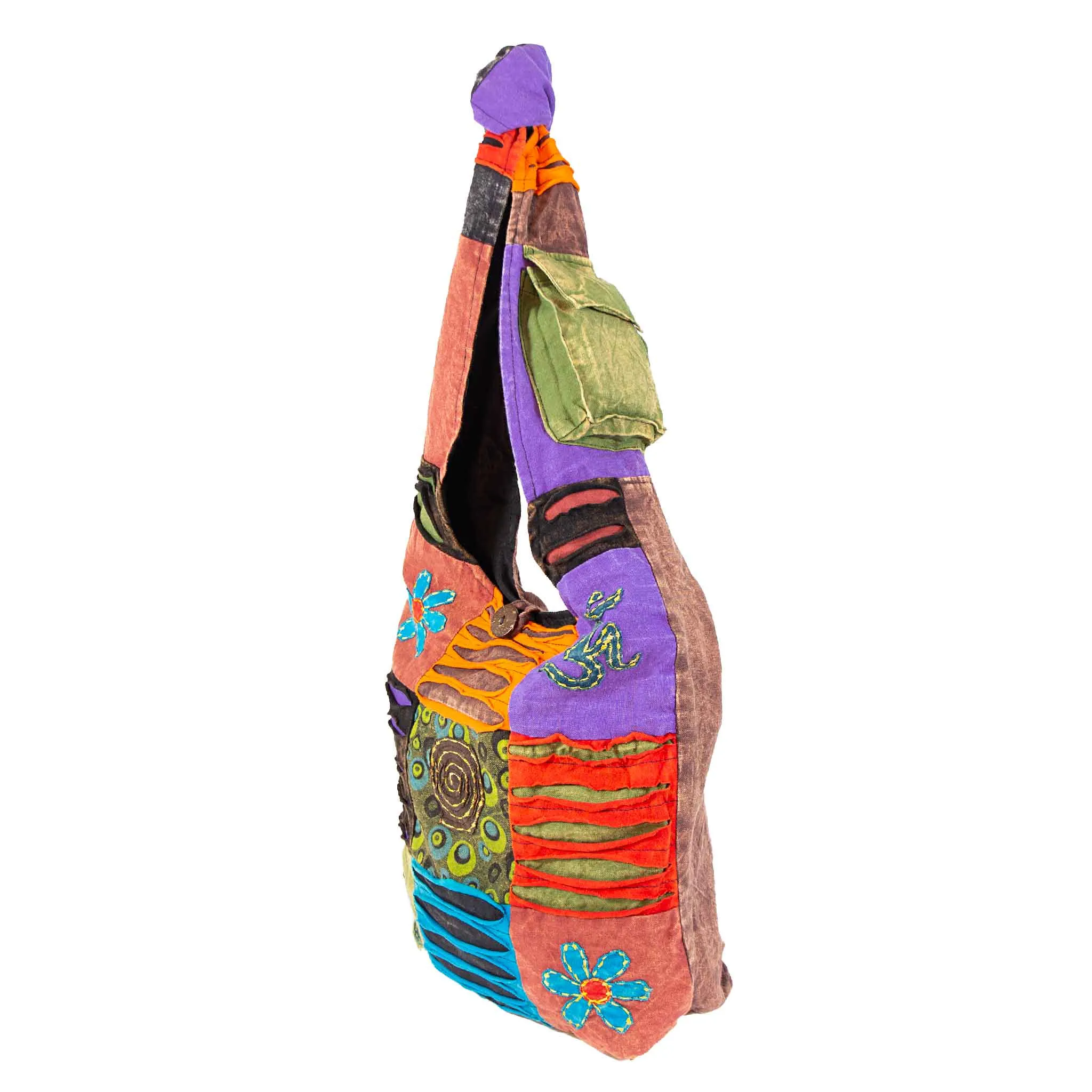 Om Peace and Flower Shoulder Bag