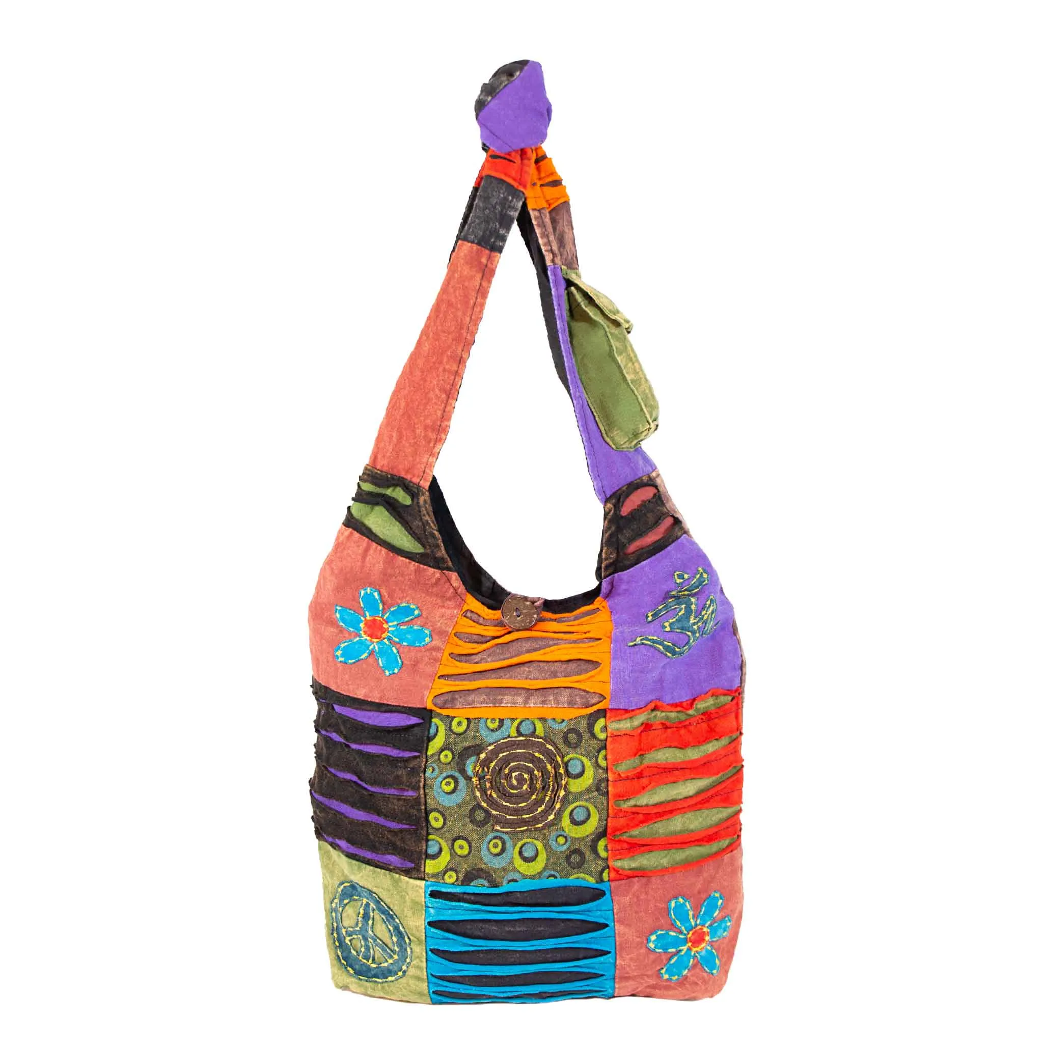 Om Peace and Flower Shoulder Bag