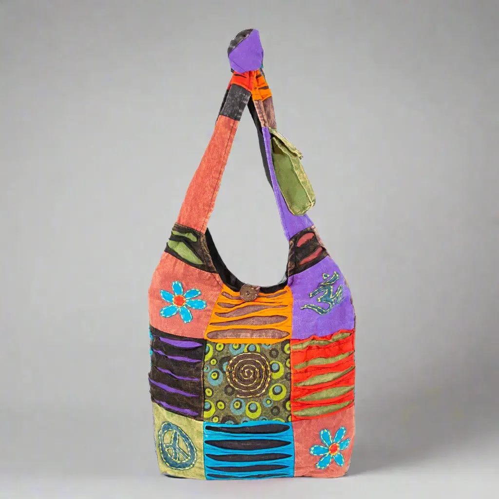 Om Peace and Flower Shoulder Bag