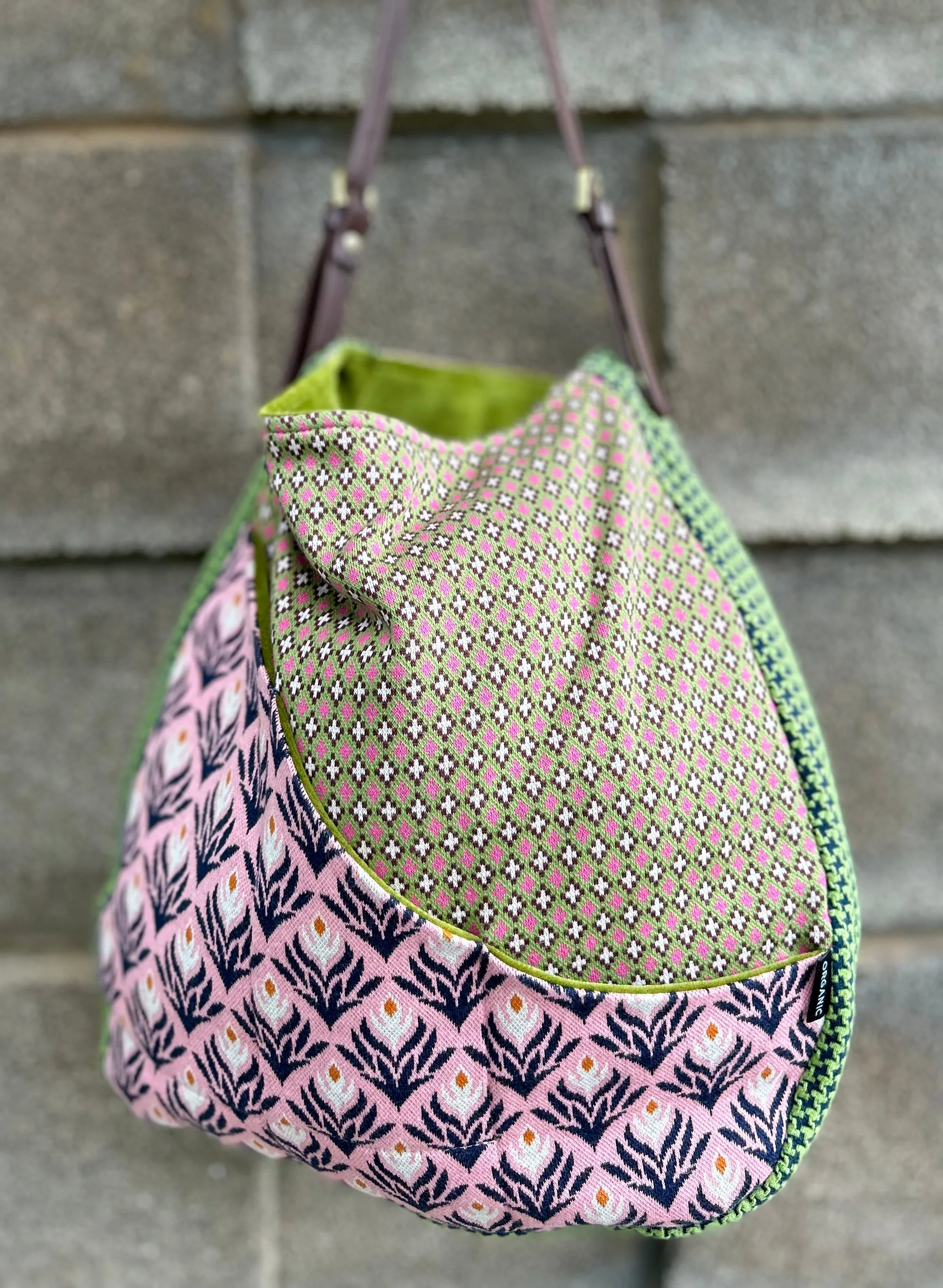 Organic cotton Patchwork bag - vintage greens