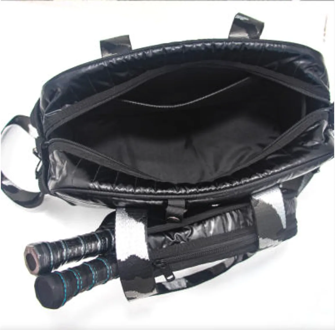 Pickleball Luxe Black and Camo Puffer Bag