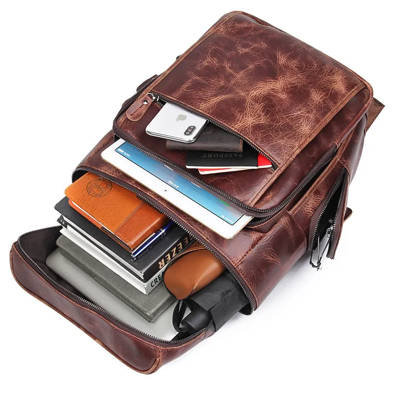 Pyre Crackle Leather Back Pack|Bag Cefn Pyre