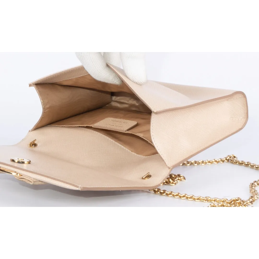 Salvatore Ferragamo Beige Leather Vara Bow Crossbody Bag