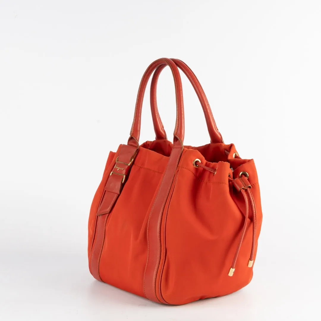 Salvatore Ferragamo Red Nylon Bow Shoulder Bag