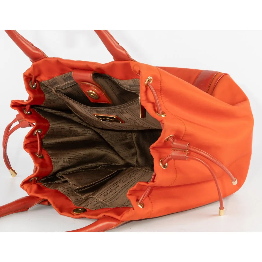 Salvatore Ferragamo Red Nylon Bow Shoulder Bag