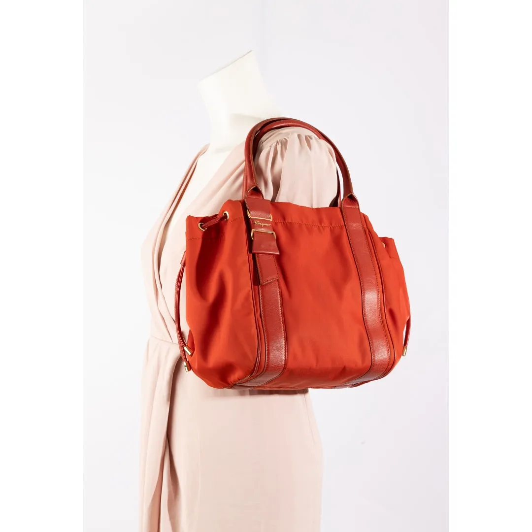 Salvatore Ferragamo Red Nylon Bow Shoulder Bag