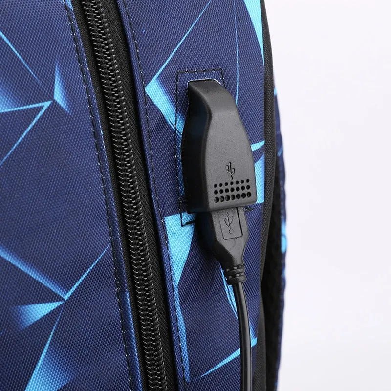 School Backpack External USB Charge