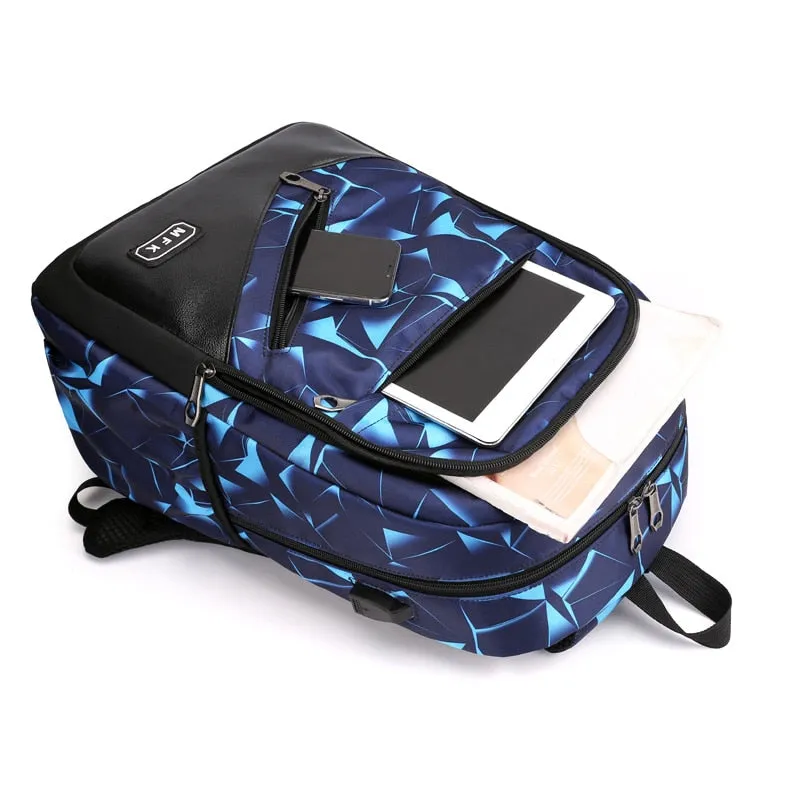 School Backpack External USB Charge