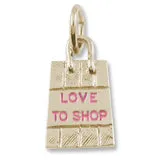 Shopping Bag - Pink Paint Charm in Yellow Gold Plated