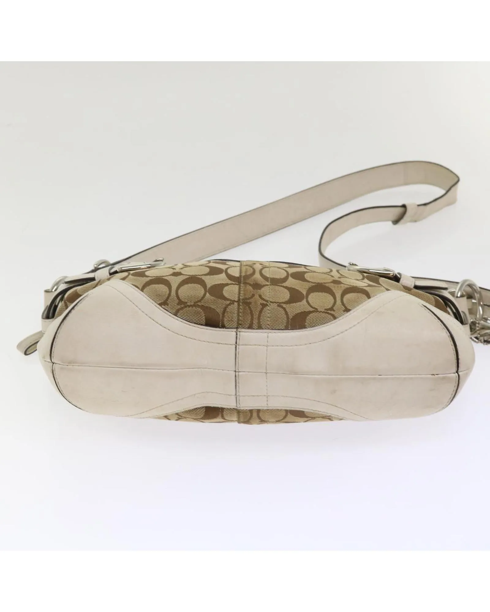 Signature Canvas Leather Shoulder Bag - Beige