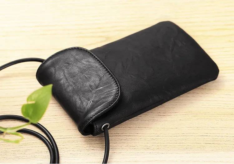Small Black Leather Womens Crossbody Phone Bags Shoulder Bag Purse for Women