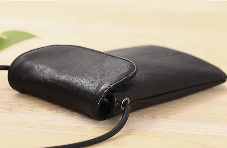 Small Black Leather Womens Crossbody Phone Bags Shoulder Bag Purse for Women