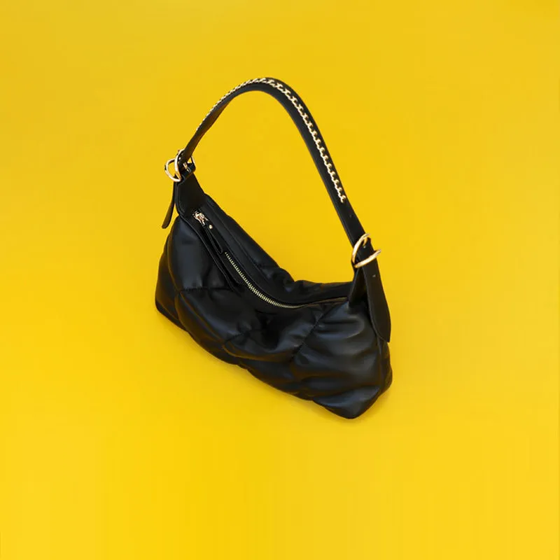 Small Womens Leather Underarm Shoulder Bag Black Crossbody Purses For Women