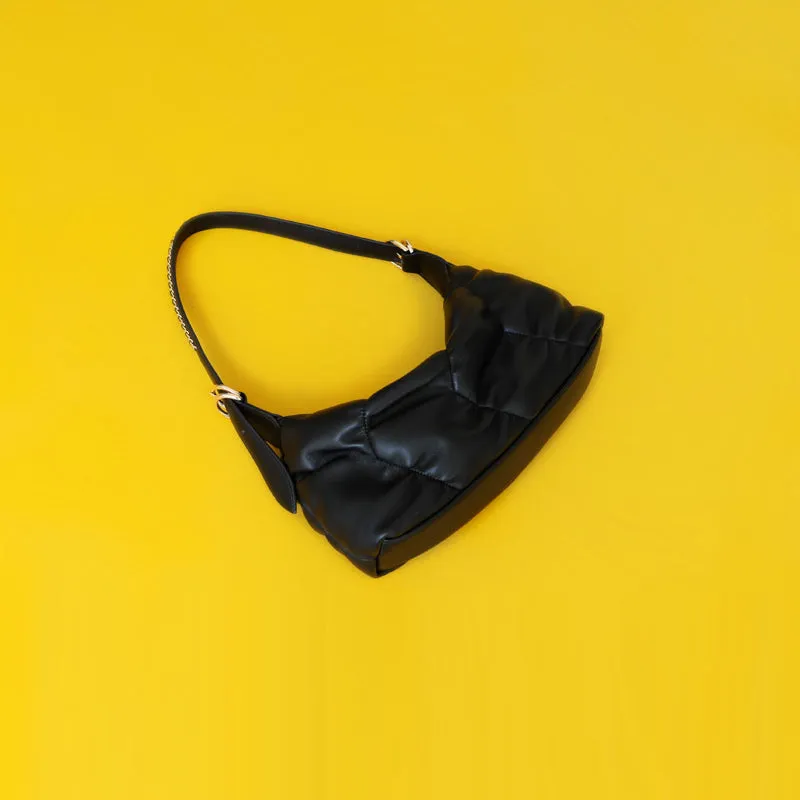 Small Womens Leather Underarm Shoulder Bag Black Crossbody Purses For Women