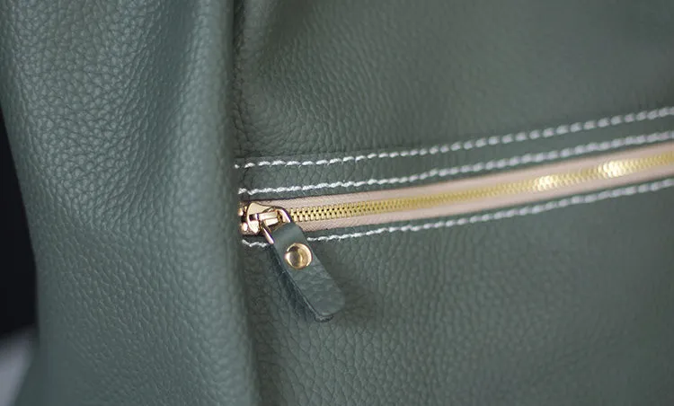 Stylish Ladies Green Leather Tote Bag Soft Leather Handbags