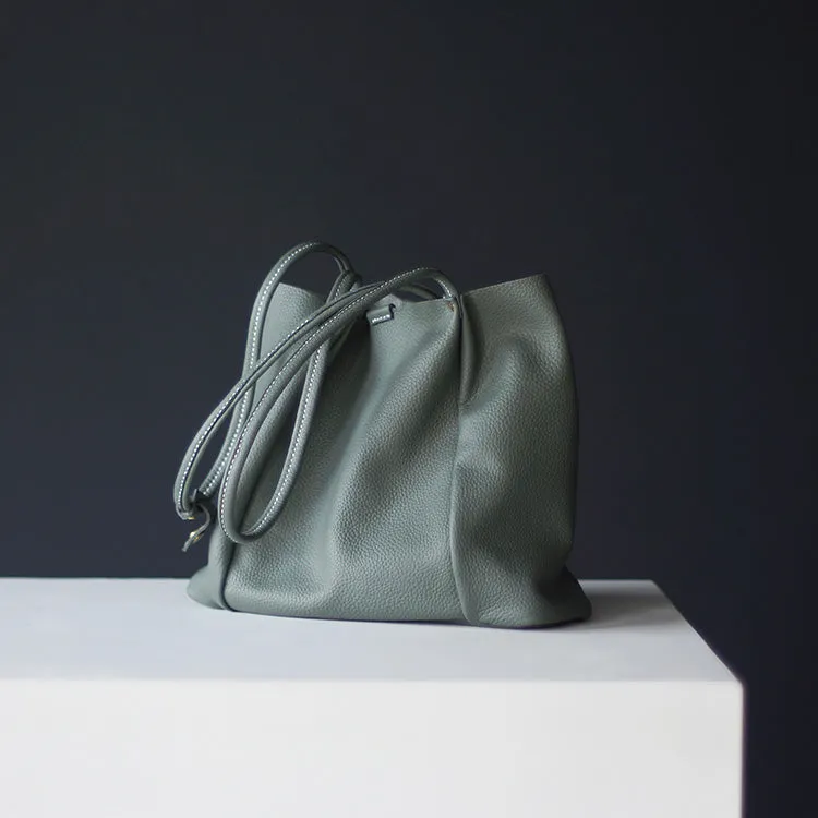 Stylish Ladies Green Leather Tote Bag Soft Leather Handbags
