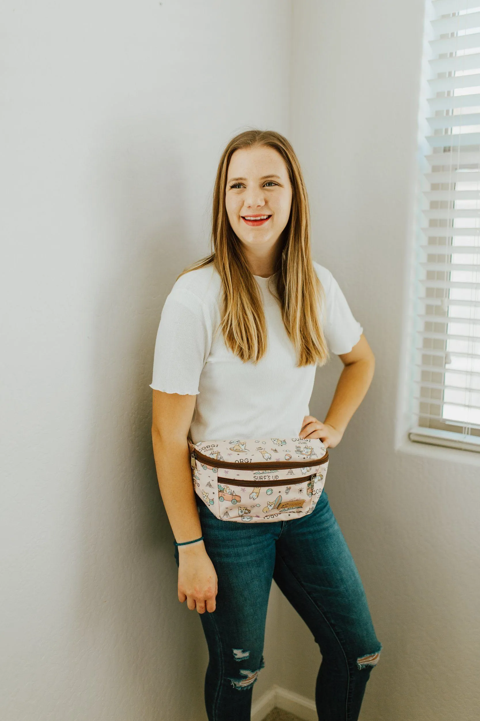 Teal Corgi Puppy Fanny Pack