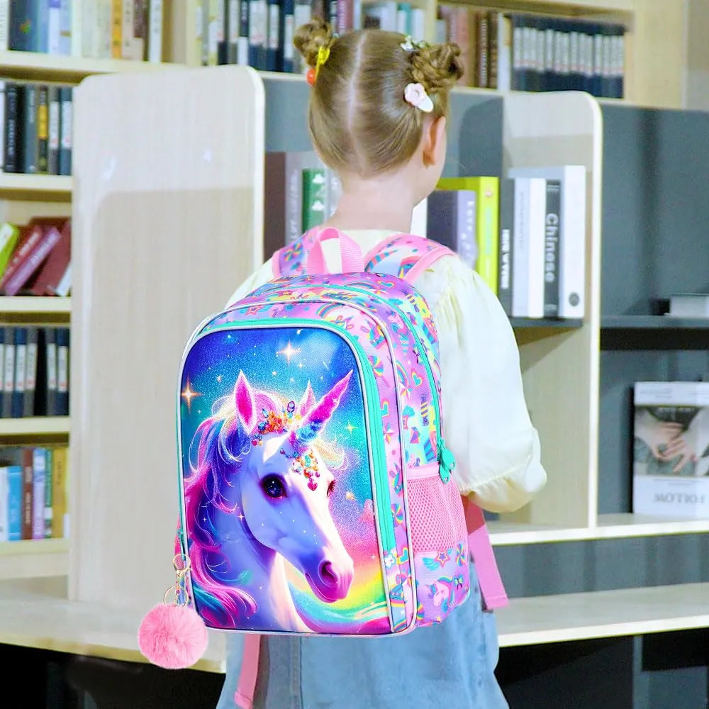Three Piece Unicorn Backpack with Lunch Box