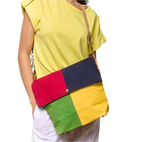 Vintage 1980s Color-Block Shoulder Bag Tote