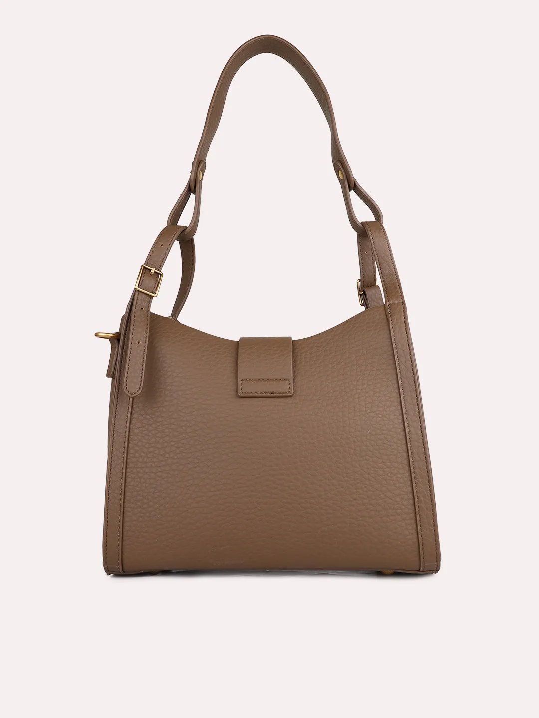 Womens Brown Textured Shoulder Bag